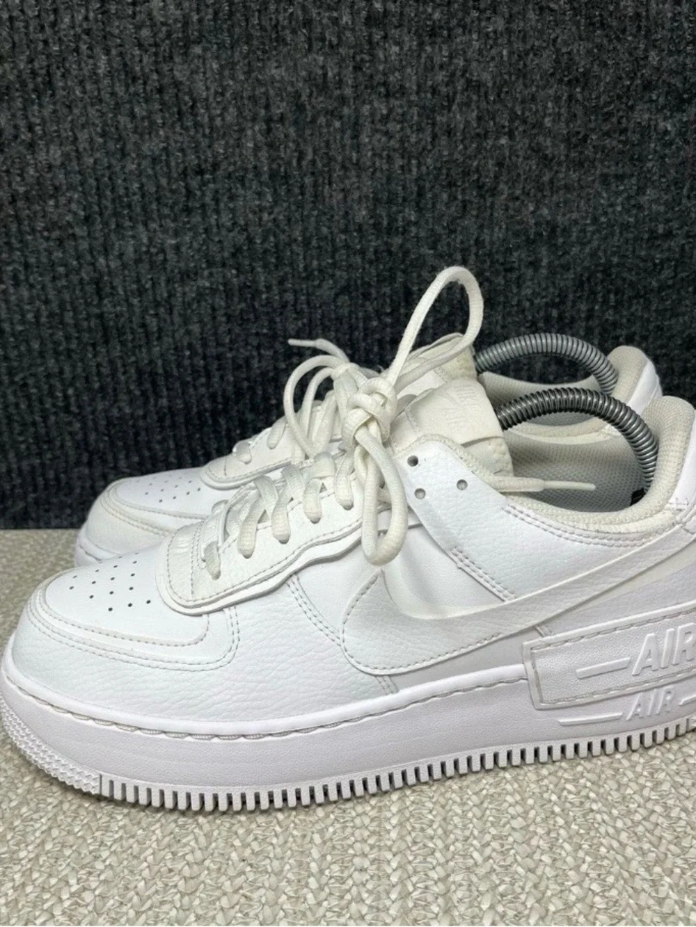 Nike Air Force 1 Shadow Triple White Leather Shoes Women's Size 5.5